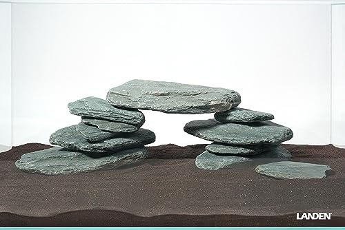 Image of LANDEN River Slate Stone Natural Rocks(18lbs, 3~9 inches,13pcs) for Aquariums, paludariums, Terrariums, Reptile, and Amphibian Enclosures Decorative of Stream's Caves and Caverns