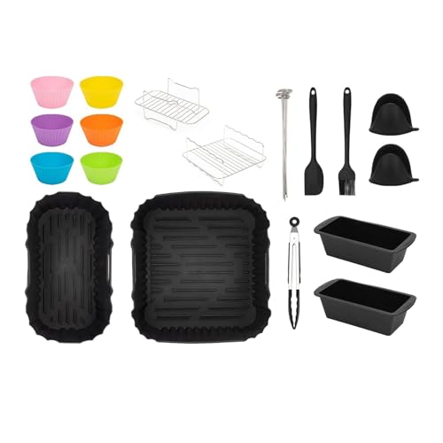 Juego de Accesorios para Freidoras de Aire, Moldes de Silicona Doble Cesta, Parrillas para Hornear, Brocha de Aceite, Piezas para Cocina, Suministros para Cocinar miniatura 3