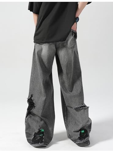 Ripped Jeans Y2k Hip Hop Pants Men Vintage Low Rise Wide Leg Baggy Trousers Grunge Streetwear Unisex3