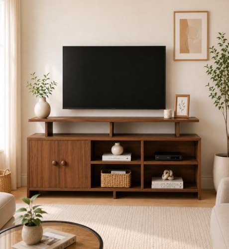 Image of Spyder Craft Marbay Engineered Wood TV Entertainment Unit Stand Setup Box /Tv Cabinet with with Adjustable Shelf, TV Console Table, Media Console Noce Lyon (DIY-Do It by Your Self)
