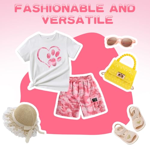 Image of Girl Summer Clothes Set - Toddler Girl Outfits Comfortable Short-Sleeves And Shorts Clothes For Kids