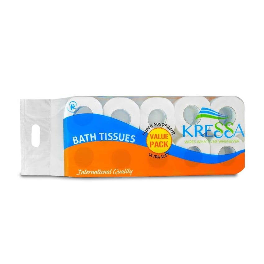 F2C Essential 2 ply Toilet Paper Tissue Roll Bathroom Tissue Roll/Toilet Tissue Sheets/Bathroom Tissue Pape 180 Pulls Per Roll Pack Of 10 Rolls