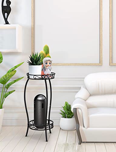 Bextcok 27Inch Tall Metal Plant Stand Rustproof Decorative Wrought Iron Flower Pot Rack 2 Tier Supports For Small Double Plants Indoor Outdoor Patio Corner Garden, Black #TOP3