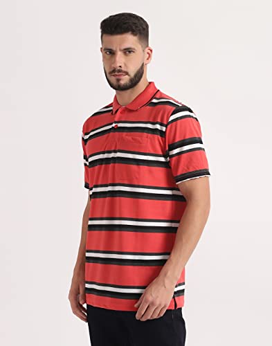 Image of INKKR Striped Men Polo Neck Half Sleeve T-Shirt