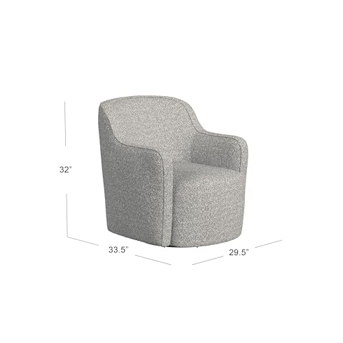 Image of Homepop Home Decor Upholstered 360 Barrel Back Swivel Chair | Accent Chairs for Living Room & Bedroom | Decorative Home Furniture, White Boucle with Gray Yarn