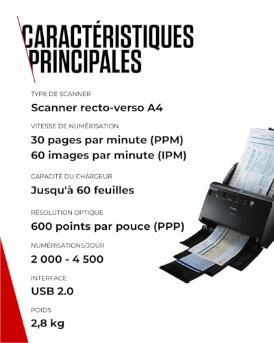 Scanner de Document Canon imageFORMULA DR-C230 recto verso USB pour bureau - 6