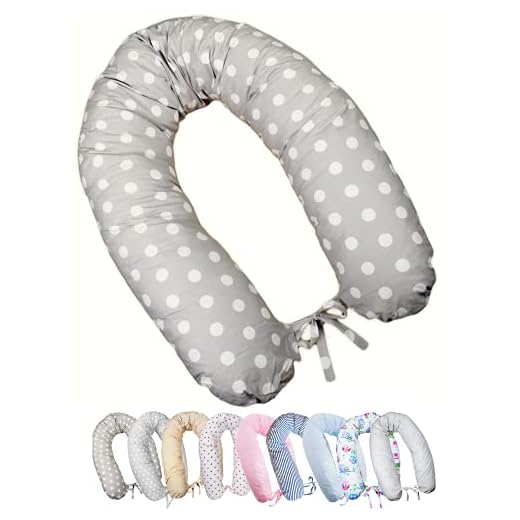 Vizaro - Cojín Maternal / Maternidad / Embarazo EXTRA-LARGO 190 cm - Ergonómico - 100% Algodón - Hecho en UE con control de sustancias nocivas - Producto SEGURO: el bebé lo puede chupar sin riesgo - Colección LUNARES BLANCOS