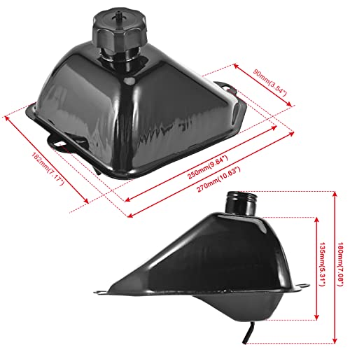 Trkimal Kraftstofftank mit Deckel Kraftstofftank mit Deckel aus Metall Auslaufsicher Wasserdicht Professionell für 50cc 70cc 90cc 110cc 125cc Roketa Taotao Sunl Coolster JCL ATA Baja(Metall A)