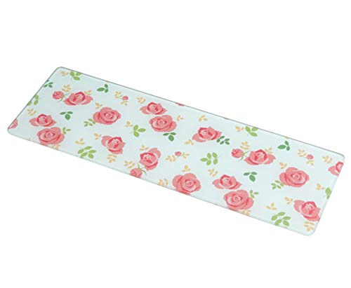 Belca 鍋敷きにもなる 耐熱 強化ガラス製 マルチプレート ランチョンマット 幅15×奥行45×厚さ0.75cm ローズ KTP-FB1545