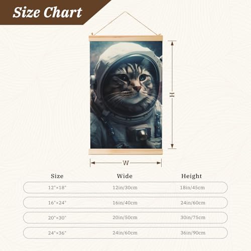 Impression sur toile chat astronaute avec suspension bois chic