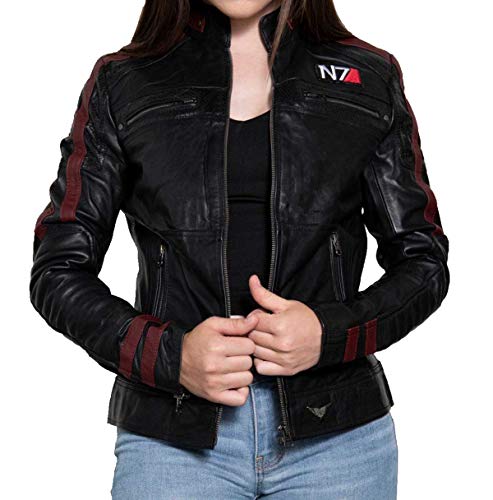Veste en cuir Mass Effect N7 de qualité supérieure pour femme noire