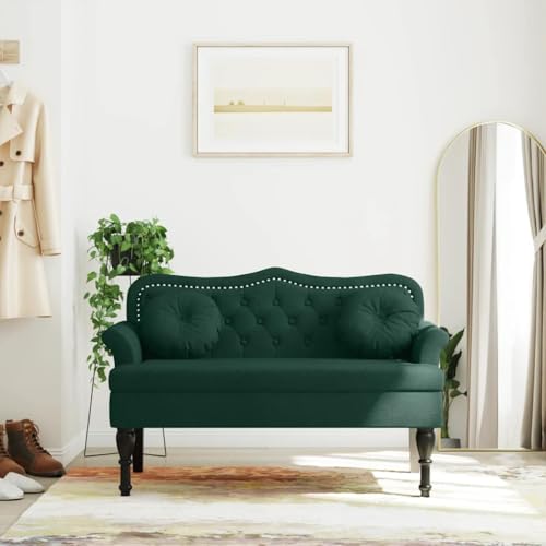 Banco de terciopelo verde oscuro 120cm con patas de madera para salón y comedor 3