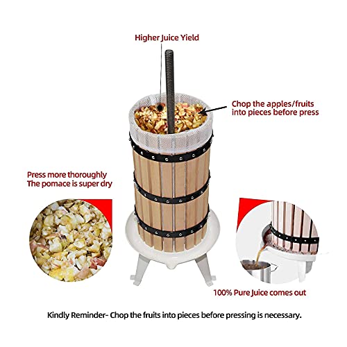 Squeeze Master Xl Fruit Apple Cider Wine Classic Press- 7.9 Gallon/30L-Solid Wood Basket With Grape Berry Wine Classic Crusher -7 Litre/1.8Gallon #TOP3
