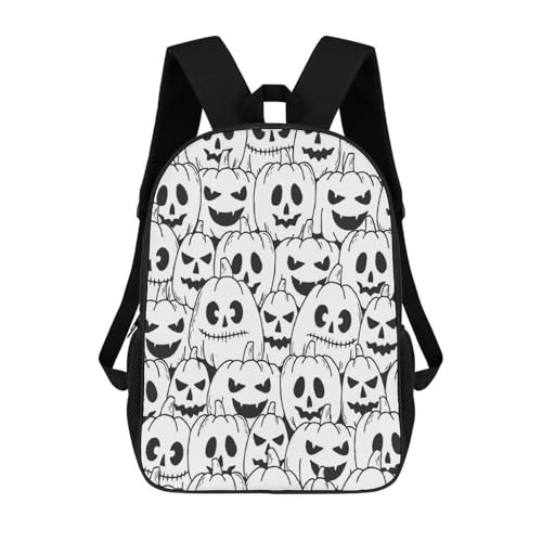 OBLUE Halloween Funny Scary Pumpkin Head Backpack 17 Inch Shoulders Daypack Simple Leisure Travel Bag