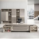 LVCLOGO 78 inch Modern Large Computer Desk with Storage Cabinet and Cable Management, L Shaped Executive Office Desk with 6 Drawers and Privacy Panel Writing Study Table Workstation for Home Office Br