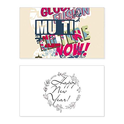 Tarjeta conmemorativa de Año Nuevo con diseño artístico de graffiti abstracto y texto inglés