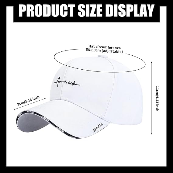 Falafoty Unisex Baseball Cap Adjustable Trucker Cap Golf Cap Breathable Tennis Cap Sport Sun Hat Fashion Men's Women's Accessories for Daily Wear Holiday Beach Vacation Outdoor Activities White - Image 3