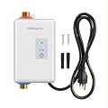 3000W Tankless Water Heater 110V, Electric Instant Hot Water Heater for Under Sink, Vertical Mount, 304 Stainless Steel Fittings, White (Indicator Light)