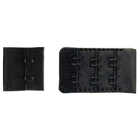 Beyond Trim Bra Strap Extender – 10 Sets Hook and Eye Fasteners 32 mm Wide Sew-in Sewing Lingerie DIY Black Cover