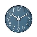 jomparis 12 Inch Silent Non-Ticking Battery Operated Quality Quartz Round Wall Clock Modern Decor Clock for Home Office Bedroom (Cerulean Color)