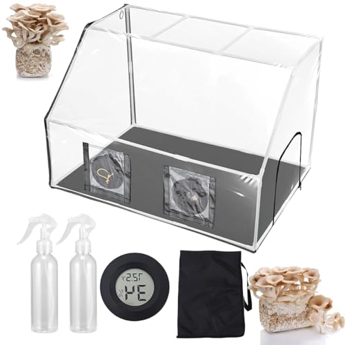 Kit de cultivo de hongos, caja de cultivo completa con caja de aire fijo, pulverizadores y termómetro para entusiastas de la micología, incluye tienda de campaña para plantar