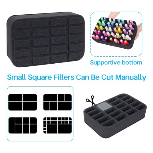 Image of Nail Polish Organizer Holder Foam Pad DIY with 20 Slots for Storage Nail Polish or Essential Oil Tray for Drawers Black
