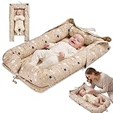 Baby Lounger for Newborn, Breathable and Soft Baby Lounger Pillow, Portable Infant Lounger with Removable Cover, Adjustable Lounger for Baby 0-12 Months, Tummy Time Baby Lounger for Home and Travel