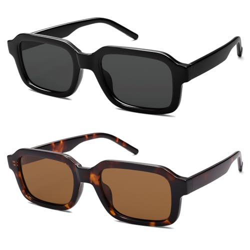 Polarized Trendy Retro Rectangle Sunglasses Womens Mens 90s Classic Vintage Sun Glasses AR82375