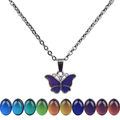 FM FM42 Temperature Sensing Color Changing Butterfly Pendant Necklace with