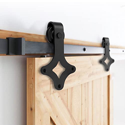 Jopassy Juego de herrajes para puertas correderas, 200 cm, para puertas correderas, capacidad de carga de 150 kg, riel de puerta corredera para puerta individual de madera | Diamante
