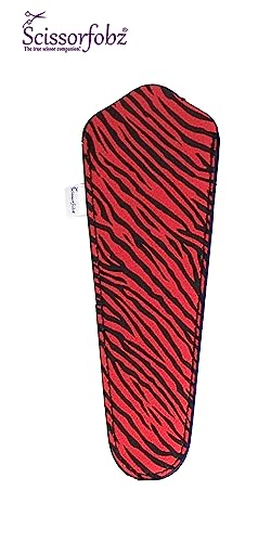 SCISSORFOBZ Designer Scissors Sheaths Shears Protective Covers-For Large Scissors - Red & Black Zebra Print Design-#SL-261
