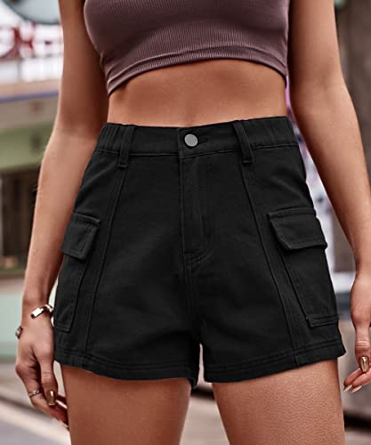 YOCUR Womens Cargo Denim Shorts - Summer Casual Vintage Loose Button Zipper Shorts2