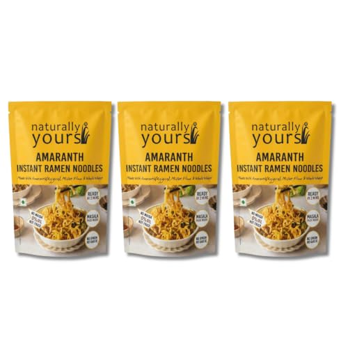 Image of Naturally Yours Amaranth Instant Ramen Noodles | Amaranth, Millet & Whole Wheat | High Protein | No Maida, No MSG, Not Fried | No Onion No Garlic, Jain Friendly | Ready in 2 Minutes | 175g Pack of 3