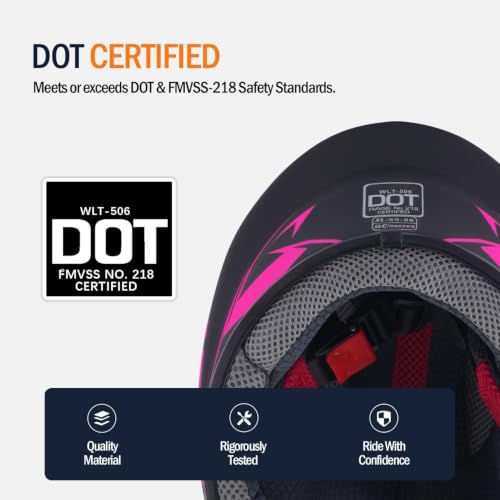 Image of Kids Motorcycle Helmet Full Face DOT Approved | Lightweight Child ATV Electric Dirt Bike Go-Kart Quad 4-Wheeler Mini Motorcycle Street Racing Helmet for Boy Girl Age 5-10