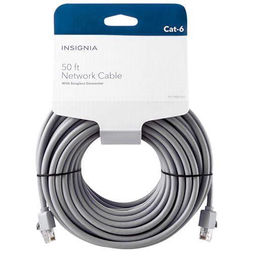 INSIGNIA Serie di adattatori di rete e connettività Ethernet, da USB 3.0 a RJ45, da USB-C a RJ45, Cat-6 e Cat-7, cavi ad alta velocità per PC, laptop, router, gaming, (15,2 m, cavo Ethernet Cat-6