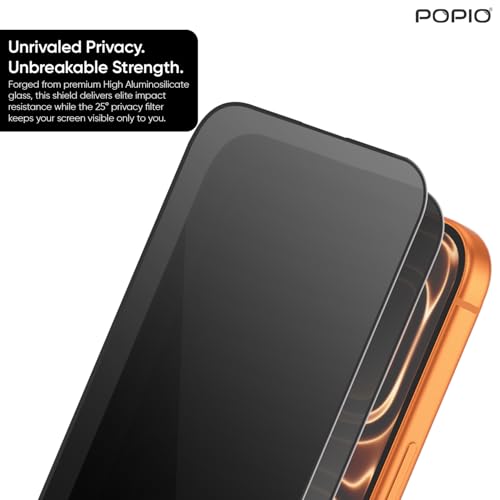 Image of POPIO Xtreme Privacy Pack of 2 Tempered Glass for iPhone 16 Pro Max / 17 Pro Max | 9H Hardness, Edge-to-Edge Coverage, Anti-Scratch, Anti-Spy