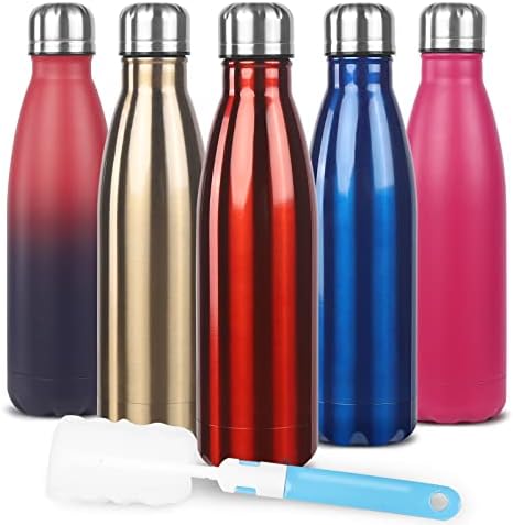 Sfee Insulated Water Bottle, 17oz Stainless Steel Water Bottles, Double Wall Vacuum Reusable Water Bottles Leak Proof BPA-FREE Sports Bottle Cup Keep Hot&Cold for Running Gym Workout Cycling Kids(Red)