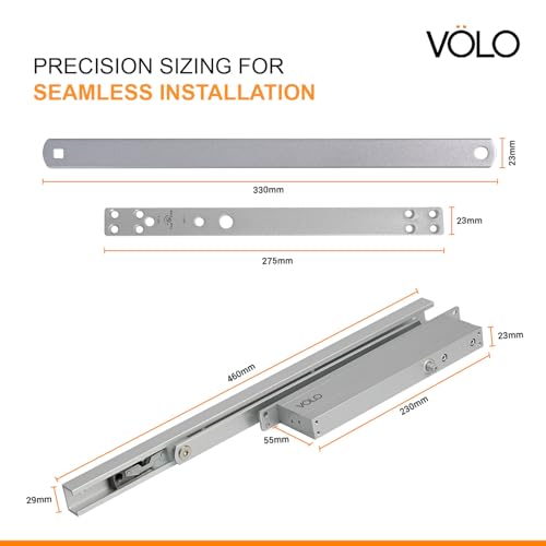 Image of Volo Automatic Hydraulic Concealed Door Closer 23MM - Aluminium, Double Speed, 60kg Capacity, Fits Thin Doors, Silver, Heavy Duty with Fitting & 1 Year Warranty