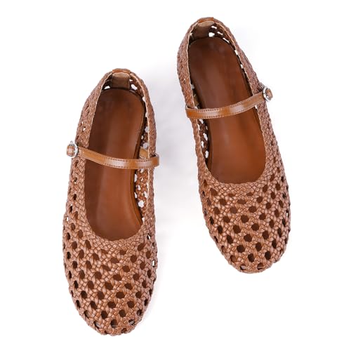 Image of Ballet Flats Mesh Shoes for Women Mary Janes Flats | Wide Feet Options, Woven Mesh Flats, Soft Cushion, Comfortable Ballerina Flats, Casual, Dress Shoes, Daily, Work, Versatile