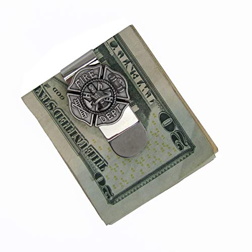 Treasure Gurus Silver Firefighter Maltese Cross Mens Money Clip Card Holder Wallet2
