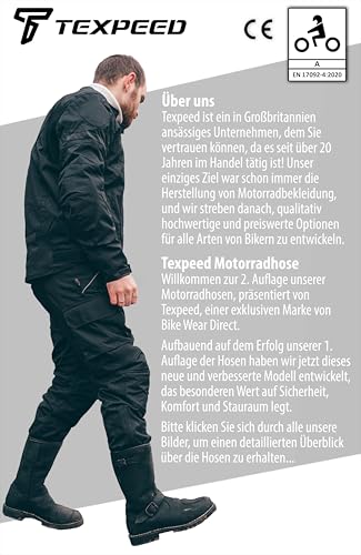 Texpeed Motorradhose für Herren mit Protektoren und wasserdichter Konstruktion