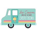 P. Graham Dunn Ice Cream Solves Everything Blue Stripe 7.5 x 4 Wood Shaped Tabletop Plaque