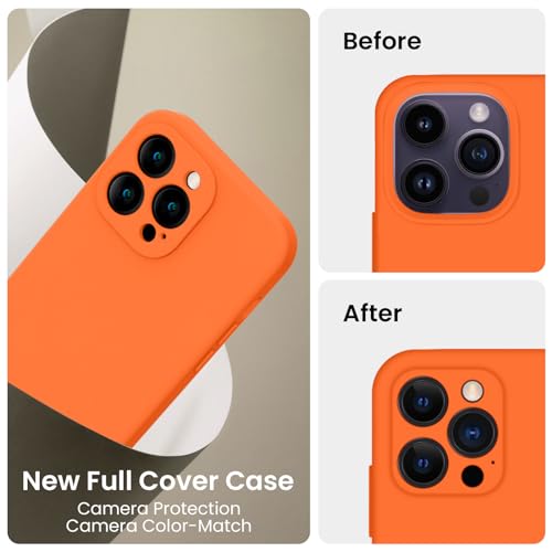 Image of FireNova Designed for iPhone 14 Pro Case, Silicone Upgraded [Camera Protection] Phone Case, Soft Anti-Scratch Microfiber Lining Inside, 6.1 inch, Neon Orange