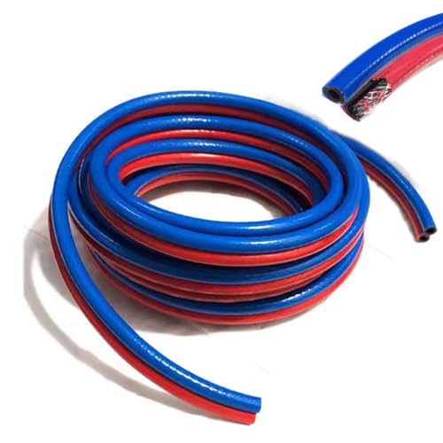 RSBFER 8mm Oxygen Acetylene Twin Hose – Flame Retardant High Pressure Welding & Cutting Hose, Flexible PVC, Red & Blue for Cutting Metal,10m