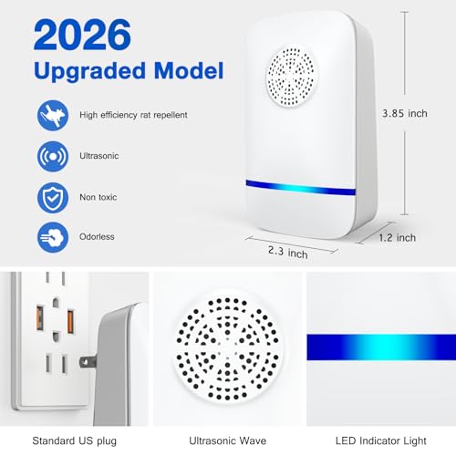 Image of 2026 Upgrade Ultrasonic Repeller & Insect Indoor Repeller 6 Pack, Plug-in Pest Control for Mice, Roaches, Spiders & Insects, Safe for Children & Pets