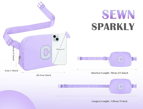 Image of COSHAYSOO Purple Belt Bag Crossbody Initial Fanny Waist Pack Small Stylish Cross Body Purse for Tween Preteen Teenager Girls Niece Stepdaughter Trending Birthday Easter Gift Letter C