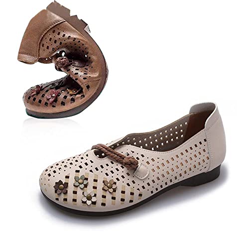 PFZL Zapatos de Cuero Suave ahuecados Retro Cover