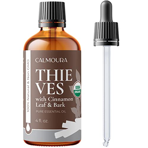 4oz Thief Immunity Essential Oil Organic Blend (Based on The Tale of Four Thieves) — Therapeutic Grade USDA Certified Blend of Clove, Cinnamon, Rosemary, Lemon and Eucalyptus