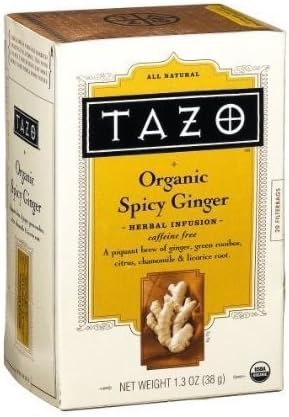 Tazo Tea, Spicy Ginger Herbal Infusion, Organic, Caffeine Free, 1.3-ounce Boxes, 20 Count