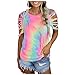 Yowablo Tie-Dye Shoulder Casual Summer Off imprimé T-Shirt à Manches Courtes Femmes Chemisier pour Femmes Lot De 3 Chemises Ajustées Manches Longues pour Femmes